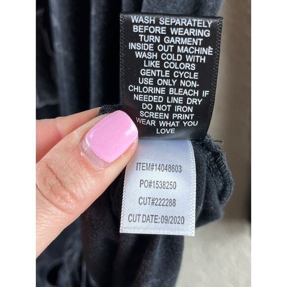 Torrid Super Soft Raise Hell Black Mineral Wash Tie Front Long Sleeve Tee 00 M - Picture 10 of 11